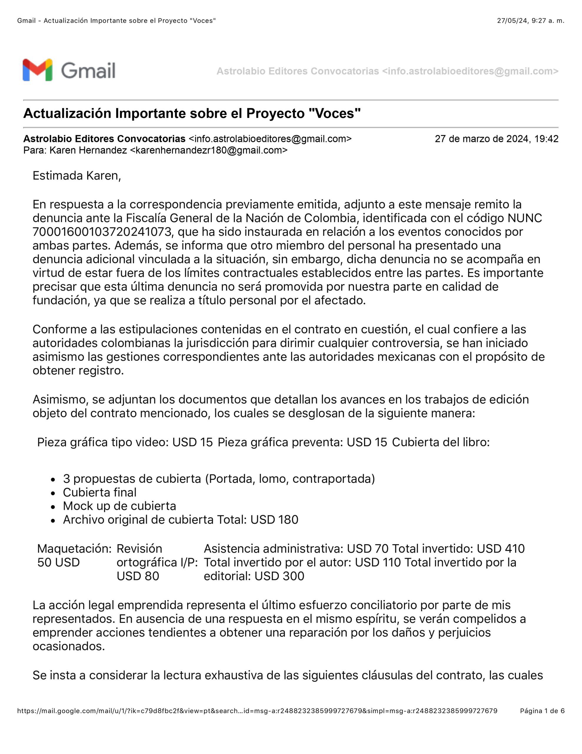 Balance de inversión en el proyecto